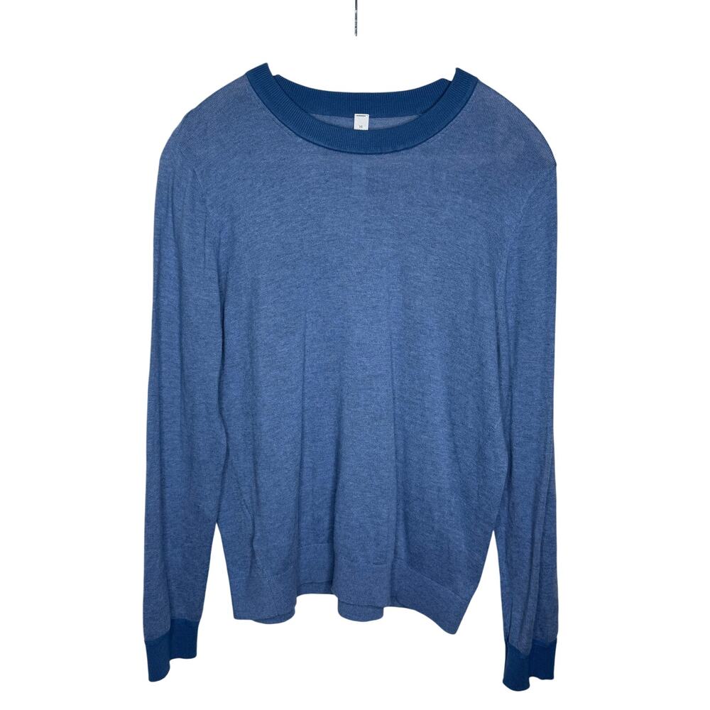 Lululemon Silk Blend Crewneck Sweater Women's 10 Heathered Soft Denim